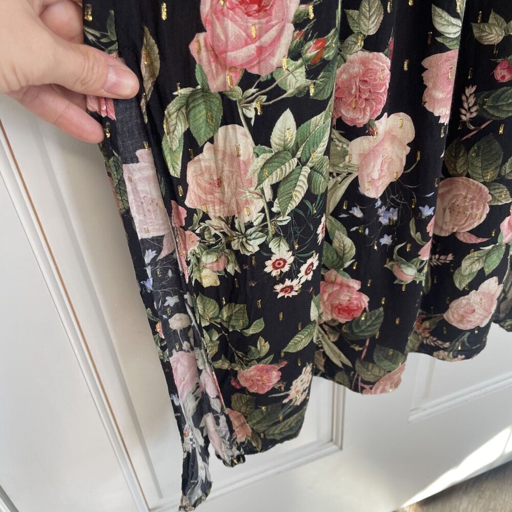 Zara Women's Flowy Ruffle Smocked Midi Dress Size S Strapless Dark Floral Boho - Picture 7 of 14